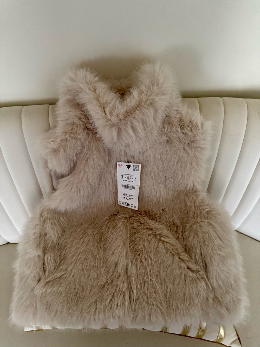 Zara Kids Plush Faux Fur Vest - Taupe